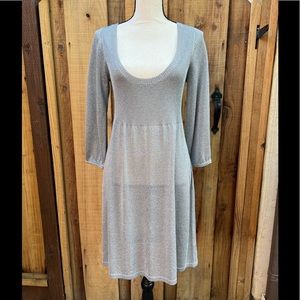White House Black Market Metallic Knit Scoop-Neck Dress ~ Large